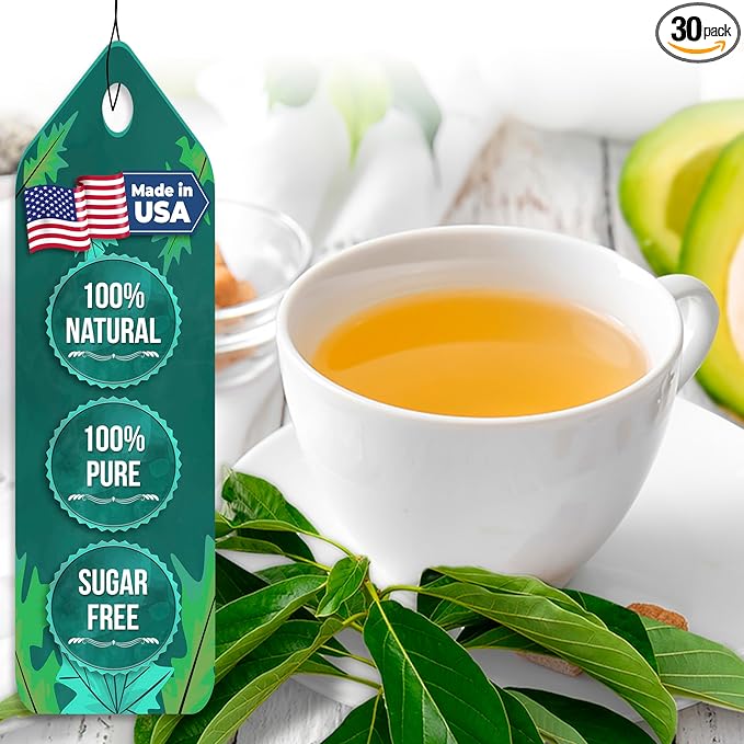 USA Fresh Avocado Leaf Tea – 100% Pure Wild-Harvested Herbal Loose-Leaf Tea, Caffeine-Free, No Additives, Natural Aroma, Grown and Packed in the USA (40 Leaves)