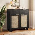 ONBRILL Sideboard Buffet Cabinet with 2 Drawers, Coffee Bar Cabinets with 2 Doors, Boho Farmhouse Accent Credenza Buffet Table Console Cabinet with Adjustable Shelves for Living Room, Entryway, Black