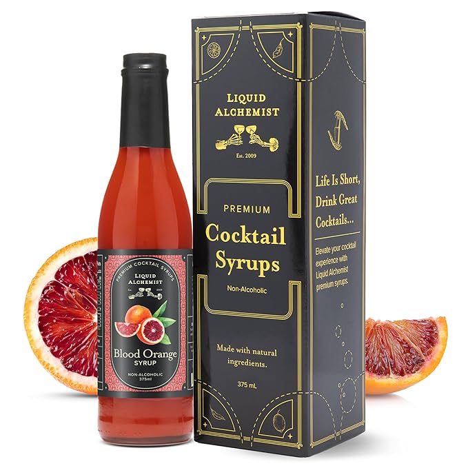 Liquid Alchemist Blood Orange Syrup for Cocktails - Real Ingredients Make our Blood Orange Puree a Perfect Margarita Mixer - Non-GMO Sour Mix (12.7 oz)
