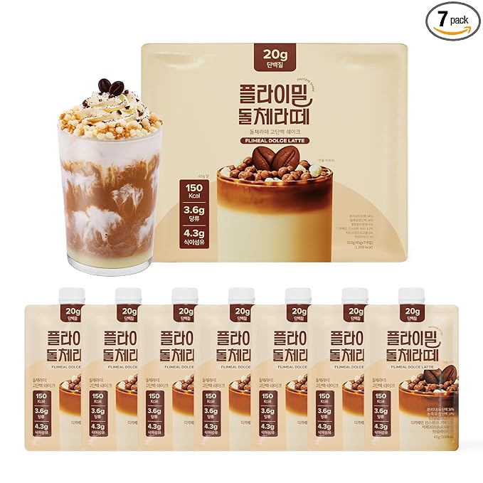 Dolce Latte Protein Shake, With Crunchy Protein Balls, Protein Smoothie Powder - 20g Protein, Low Sugar, Keto-Friendly Meal Replacement Shake, 1.59oz, 7packs 7 Servings (7 Packs X 1.59 oz)