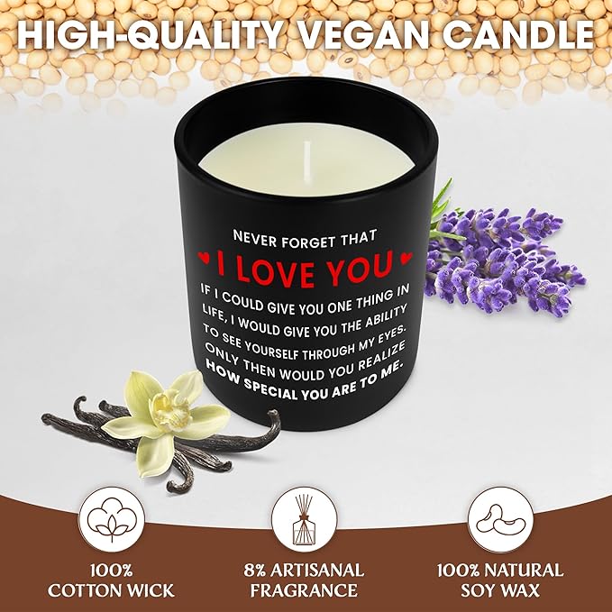 OASSIE Christmas Couple Gifts for Her Him Women Men - I Love You Long Lasting Vanilla Lavender Scented Candle 10 oz - Birthday Couples Gifts for Boyfriend Girlfriend Husband Wife
