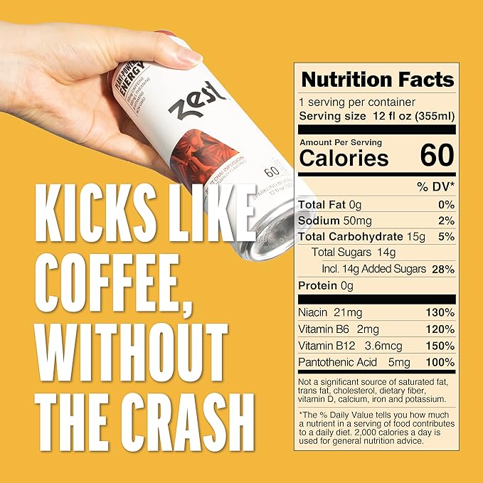 Zest Clean Energy Drink – Sweet Chai Infusion – 150mg Caffeine + 100mg L-Theanine – Natural Focus & Concentration Boost – Healthy Energy Drink 12oz Can 12 Pack – Low Sugar, No Artificial Sweeteners