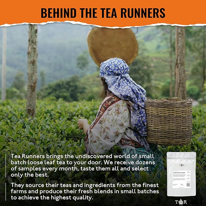 Tea Runners Jalinga Estate Assam Loose Leaf Black Tea | Bold, Malty Indian Breakfast Tea - Strong Full-Bodied Flavor | High Caffeine Morning Tea | Sustainably Grown - 5 oz