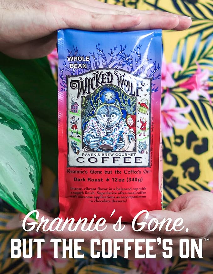 Raven's Brew Coffee - Wicked Wolf - Dark Roast - Full Body of Currant and Spice (Organic Ground, 12 oz)