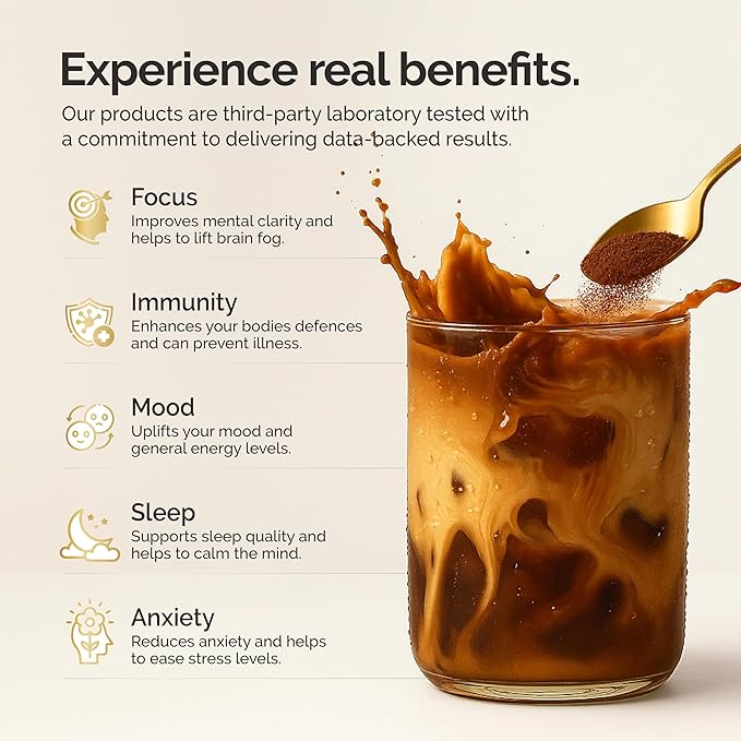 Mushroom Espresso Coffee Superfood Blend, 10X Concentrated Extract, with Lion's Mane, Reishi & Cordyceps, Energy & Focus Support, 30 Servings, Premium Supplement Powder