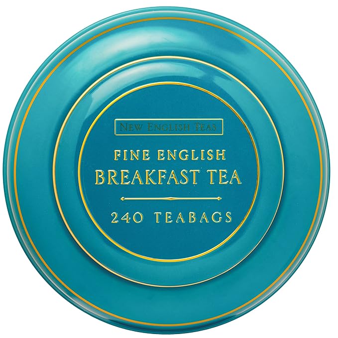 New English Teas Song Thrush & Berries Teal Tea Caddy with 240 Breakfast Teabags