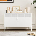 Metal Storage Cabinet with Doors,White Accent Cabinet,Metal Locker Storage Cabinets,2 Door TV Media Stand with Removable Shelves for,Home,Office,Entryway,Living Room