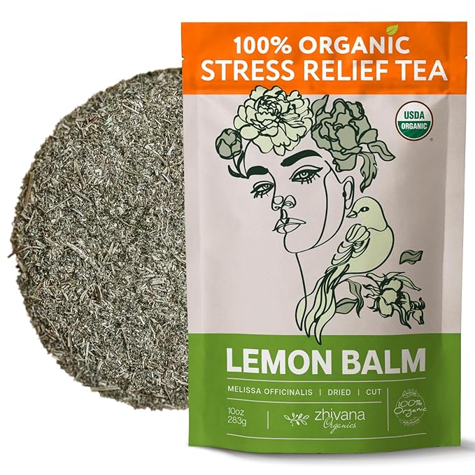 Melissa Tea Organic (10oz.) - Lemon Balm Tea Organic Loose Leaf - Te de Tolonjil - Natural Support for Anti-Stress, Sleep, Blood Pressure, Digestion
