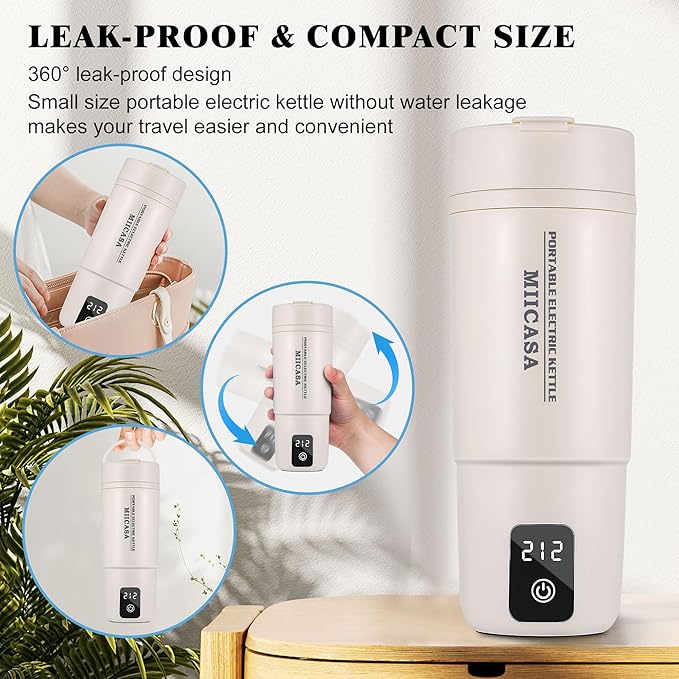 Travel Electric Kettle,Miicasa Dual Voltage 120-230V Portable Water Heater with 6 Temperature Preset and Auto Shut-Off Boil Dry,for Global Use