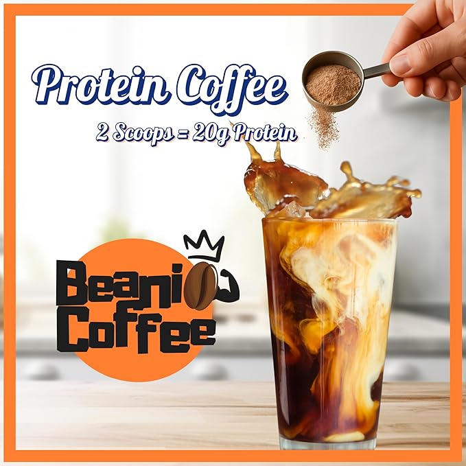 Protein Iced Coffee – Instant Collagen Coffee with High CGA for Energy & Focus – Sugar-Free, Dairy-Free, Lactose-Free, Keto & Fasting Friendly – 100mg Caffeine – 15 Servings