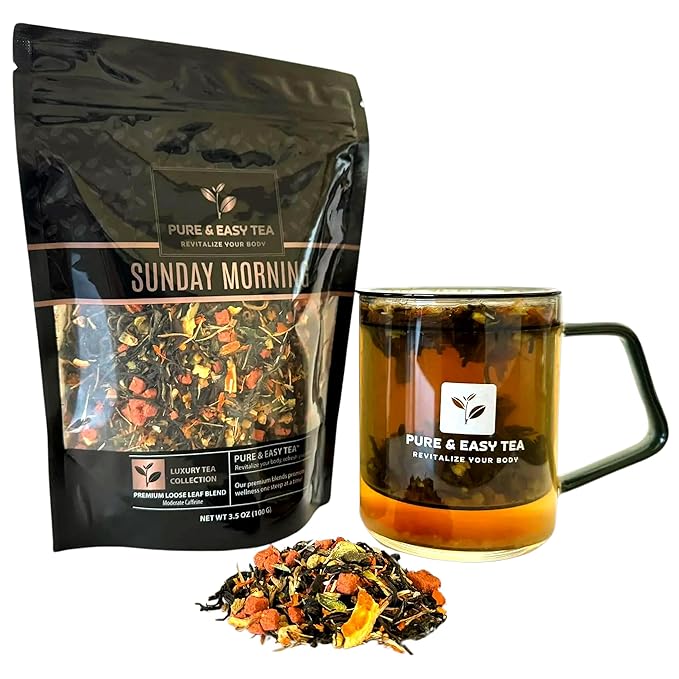 Pure And Easy Tea, Loose Leaf Black Tea – Real Guava & Strawberry Blend, Natural Fruit Infused Tea, Unsweetened & Caffeine Boosting (100g)