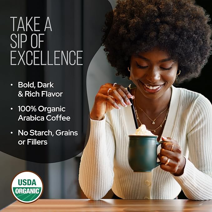 La Republica Founders Reserve Instant Mushroom Coffee Organic (35 Servings), Full Fruiting Bodies, 50% More Shrooms, Small Batch