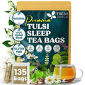 FreshDrinkUS, Tulsi Sleep Tea Bags | 135 Tea Bags | Herbal Blend with Tulsi Holy Basil, Chamomile, Gotu Kola, Ashwagandha & Peppermint | Naturally Caffeine-Free, Relaxing Evening Herbal Tea. Vegan
