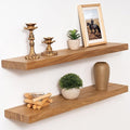 Marsmiles 30 inch Floating Shelves for Wall Solid Elm Wood Shelves|Rustic Wall Shelves with Invisible Heavy-Duty Bracket for Bathroom Living Room Kitchen|Natural, 2 Pack