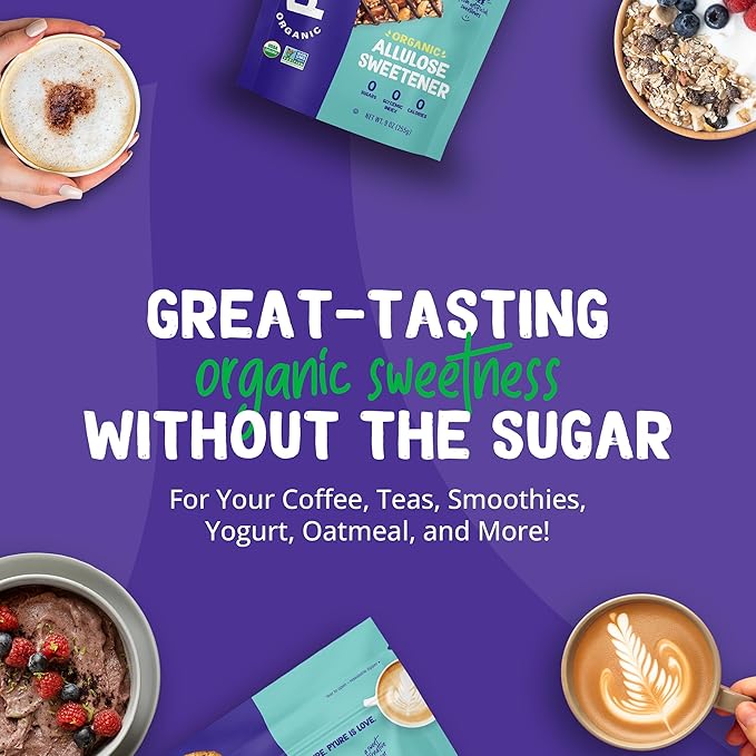 Pyure Organic Allulose Sweetener | Plant-Based Sugar Alternative, No Erythritol | Zero Carb, Zero Calorie, Keto Friendly, Zero Glycemic Index, Vegan, Gluten-Free, Non-GMO, USDA Organic | 9 oz