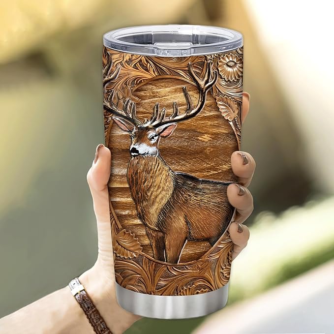 Hyturtle Personalized Hunting Gifts For Men - Deer Hunting Tumbler 20Oz Travel Coffee Mug Stainless Steel- Fathers Day Gift For Dad Him Boy Husband From Son Wife- Birthday Christmas Gifts For Hunters