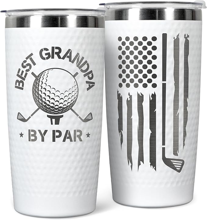 Grandpa Gifts - Christmas Gifts for Grandpa from Grandson, Granddaughter, Grandchildren, Grandkids - Grandfather Gift for Grandpas, Golf Ideas for Grandfather - Funny 20 Oz Golf Tumbler