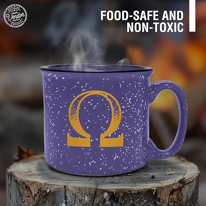 BBGreek Omega Psi Phi Fraternity Paraphernalia - Official Vendor - 15 oz Ceramic Campfire Mug - OMEGA