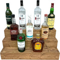 Handmade Tiered Display Shelving - Three Tier Bar Display - Bar Organizer - Liquor Bottle Display (24" with Back, Special Walnut)