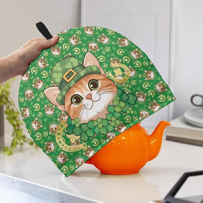 Kettle Cover for St. Patrick's Day Teapot Insulation Cover Cat Teapot Cover Small Teapot Dust Protector Keep Warm Kettle Kitchen Dust Cover