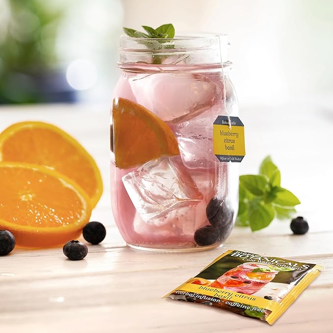 Bigelow Botanicals Cold Water Infusion Blueberry Citrus Basil Herbal Tea, Caffeine Free Tea with Blueberry Citrus Flavor, 18 Count Box (Pack of 6), 108 Total Tea Bags