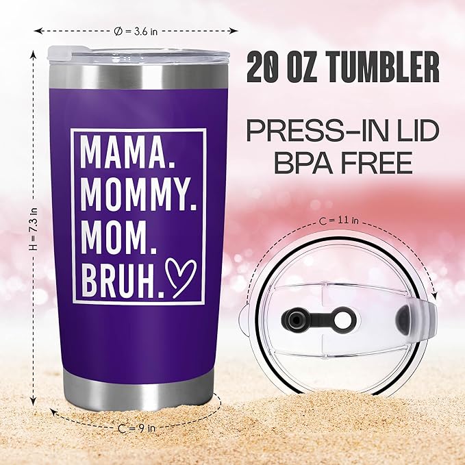 TEEZWONDER Christmas Birthday Gifts for Mom from Daughter Son - Stainless Steel Insulated Coffee Tumbler with Lid 20 oz - Gifts Ideas for Mother Mama Grandma, Funny Tumblers for Women