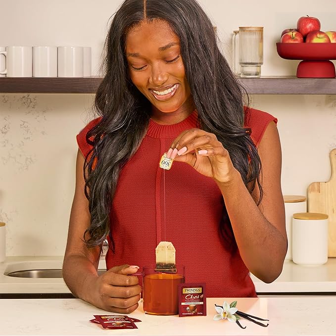 Twinings French Vanilla Chai Black Tea Individually Wrapped Bags, 20 Count (Pack of 2), Warm, Sweet & Spicy, Caffeinated, Enjoy Hot or Iced, 20 Teabags