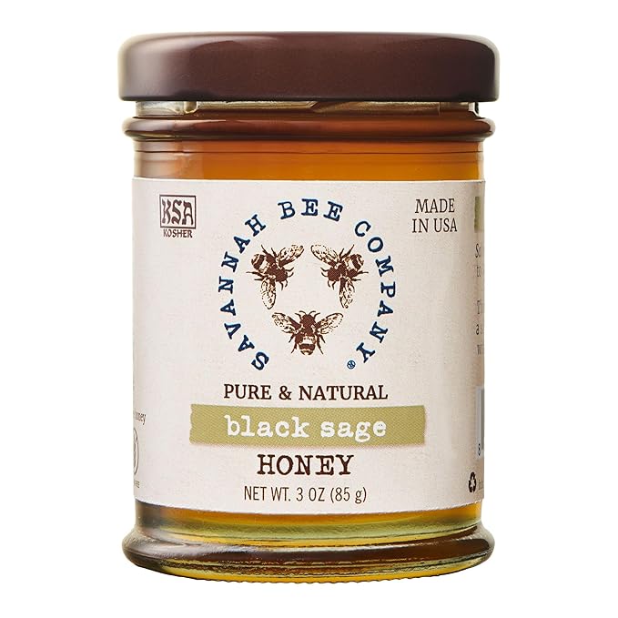 Savannah Bee Black Sage Honey - Naturally Sweet Rare and Exquisite - Perfect Addition to Cheese Boards - 3 Oz