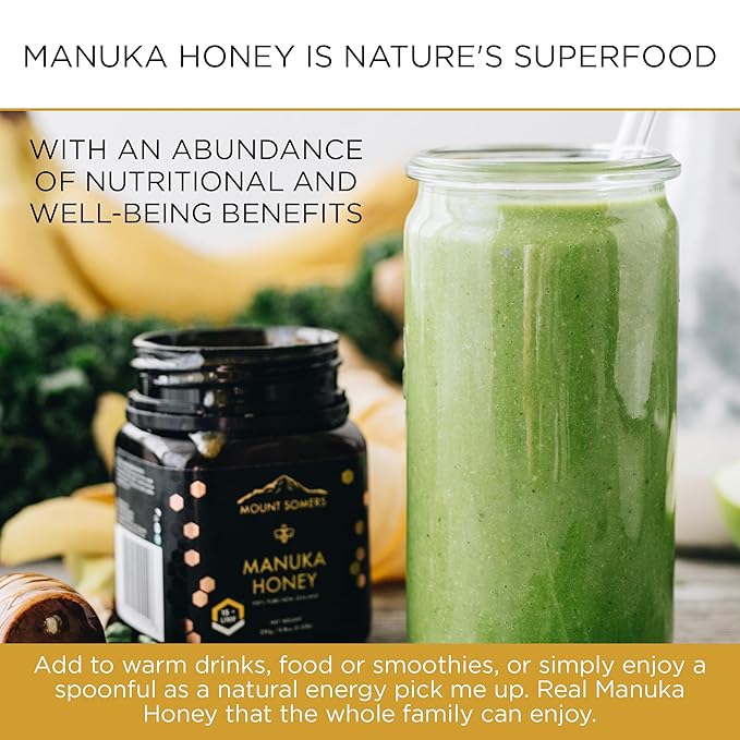Mount Somers 100% Pure Premium Raw Manuka Honey - UMF 5+ / MGO 83+ 17.6oz (500g) Jar, Non GMO New Zealand Manuka Honey, Genuine Natural Superfood, Great Taste, UMF Certified