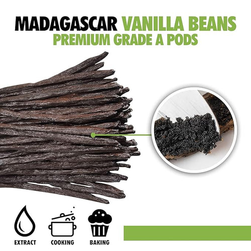 10 Organic Grade A Madagascar Vanilla Beans. Certified USDA Organic. 6"-7.5" for Extract, Paste, Essence and Baking by FITNCLEAN VANILLA. Bulk Bourbon Fresh NON-GMO Whole Gourmet Pods