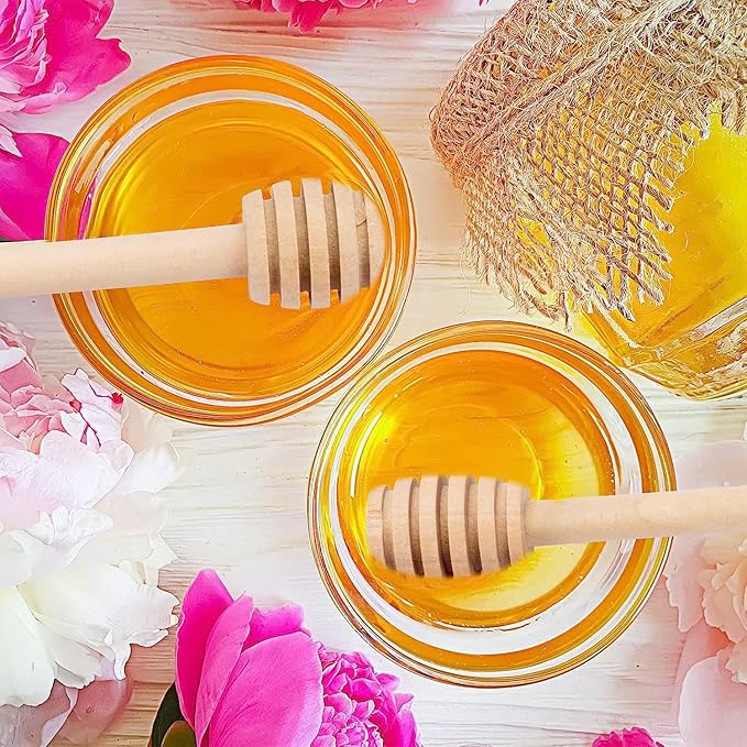 100Pcs 4inch Honey Dipper Sticks - Wooden Honey Dipper, 4 Inch Mini Honeycomb Stick, Honey Stirrer Stick for Honey Jar Dispense Drizzle Honey and Wedding Party Present