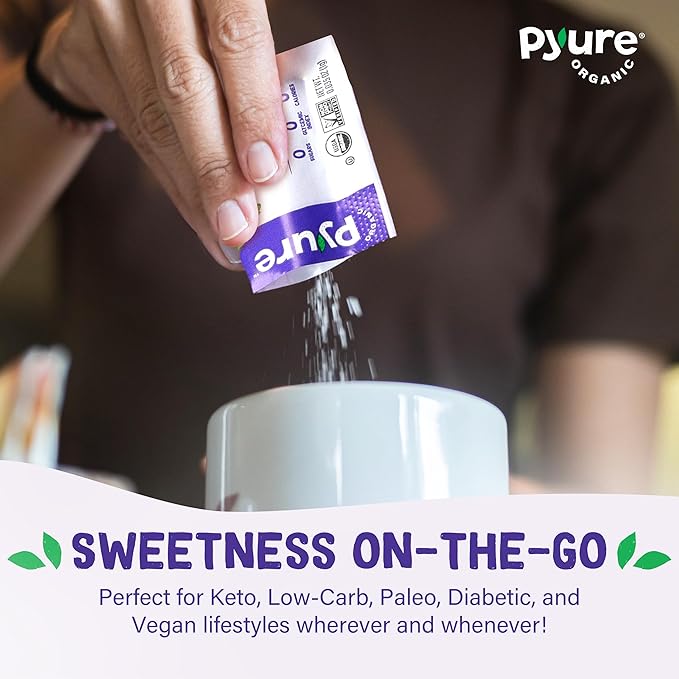 Pyure Organic Stevia Packets | Zero Calorie Sweetener for Coffee, and Baking | Granulated Stevia Sugar Substitute | Plant-Based, Keto, Diabetic & Paleo Friendly | USDA Organic, Non-GMO | 80 Packets