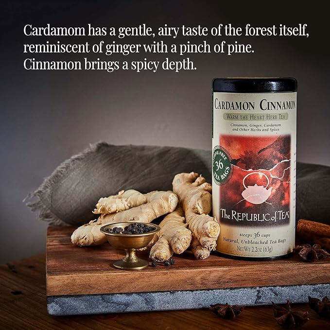 The Republic of Tea Cardamon Cinnamon Herbal Tea, 250 Tea Bag Bulk
