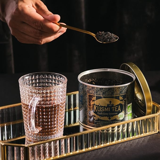 Kusmi Tea - Anastasia + Earl Grey Intense - Organic Black Tea - Blend of Black Tea - Caffeinated Tea - Loose Leaf Tea - 2 Tin Boxes of 3.5 oz