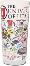Catstudio Drinking Glass, University of Utah Glass Cup for Kitchen, 15oz Dishwasher Safe Tumbler for UU Alumni