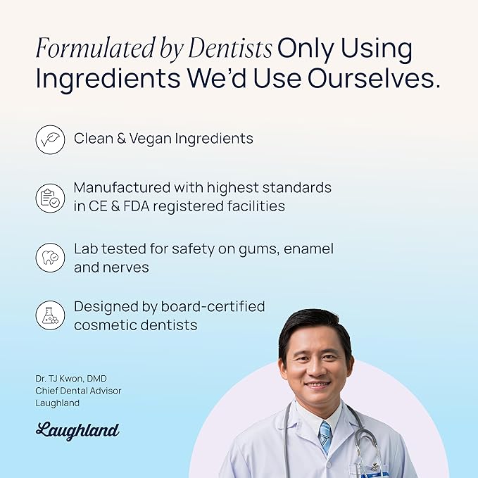 Laughland Everyday to Go Whitening Teeth Pen, Formula with 8% Hydrogen Peroxide, Glycerin, Aloe Vera & Mint, Gentle on Sensitive Teeth, at Home Dental Care, Travel Friendly, 6 Treatments