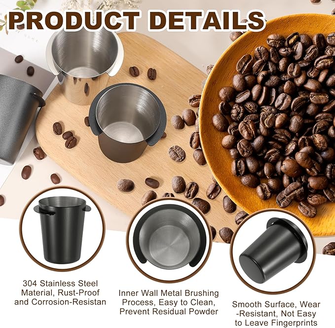 uxcell 51mm Coffee Grinder Powder Cup, Stainless Steel Espresso Coffee Powder Feeder, Espresso Coffee Machine Tools for Coffee Tamper (Black)