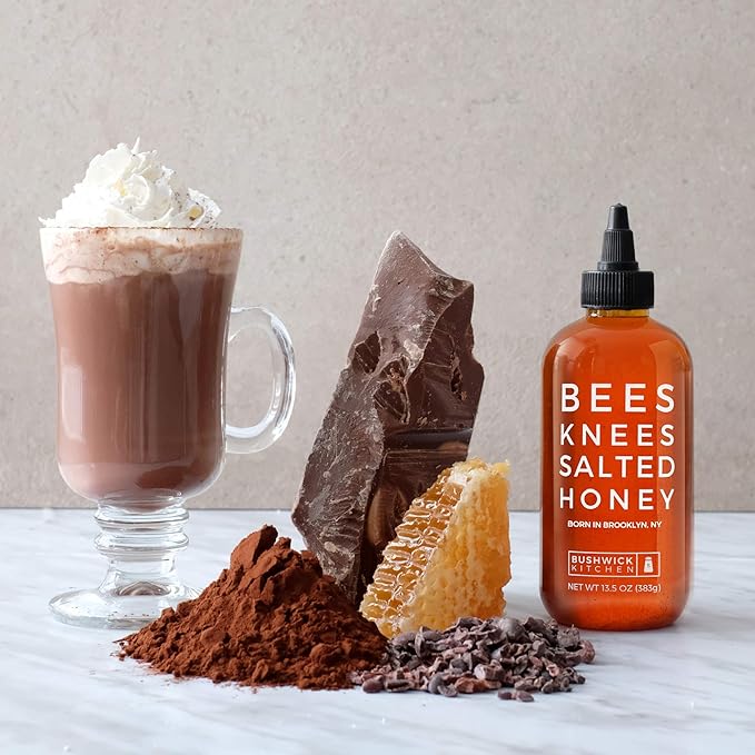 Bees Knees Salted Honey Squeeze Bottle, Raw Honey for Tea, Sweet & Savory Infused with Salt & Made in the USA, Pure & All Natural, Unfiltered & Gluten Free, 12.5oz
