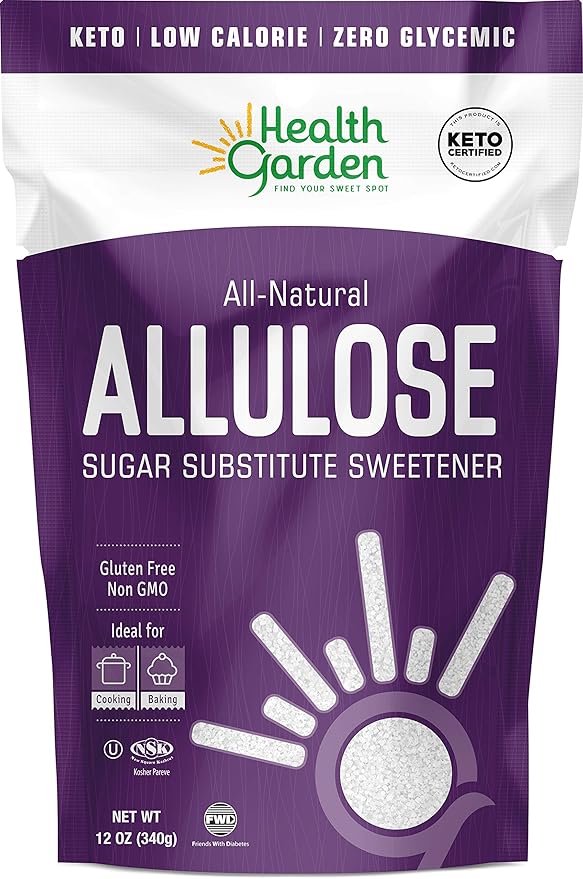 Health Garden Allulose Sweetener - Gluten and Sugar Free - Zero Net Carb - Non GMO - Kosher - Keto Friendly (12 OZ)