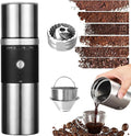 Portable Burr Coffee Grinder, Electric Rechargeable Adjustable Burr Mill Machine with Conical Ceramic, Suitable for Travel,Camping,Office, Espresso (Black)