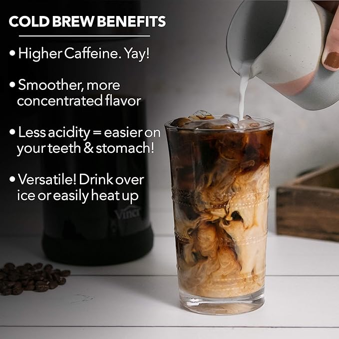 VINCI Express Cold Brew, Electric Cold Brew Coffee Maker in 5 minutes, Glass Carafe, 4 Brew Strength Settings & Cleaning Cycle, Easy to Use & Clean, Cold Brewer for Iced Coffee, 1.4 L Dial Control
