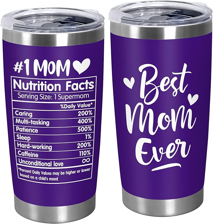 TEEZWONDER Christmas Birthday Gifts for Mom from Daughter Son - Stainless Steel Insulated Coffee Tumbler with Lid 20 oz - Mothers Birthday Gifts for Mother in Law Mama Grandma, Tumbler for Women