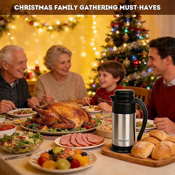 Creamer Pitcher for Coffee,0.75L/25 Oz Thermal Coffee Carafe,Stainless Steel Coffee Carafes for Keeping Hot and Cold,Double-Wall Design,12-Hour Hot & Cold,Leak-Proof,Portable for Travel,Camping,Office