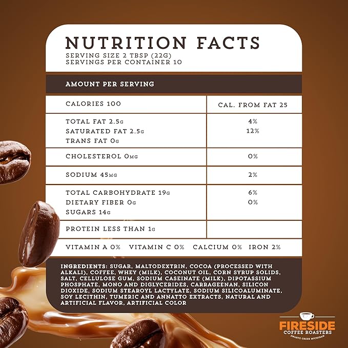 Fireside Coffee Caramel Cafe Mocha - Premium Instant Coffee Chocolate Blend - Versatile Caffeinated Drink Mix for Hot, Iced, Milkshake, and Mocha Frappe Mix, Only Add Water and Enjoy, 8 Ounces