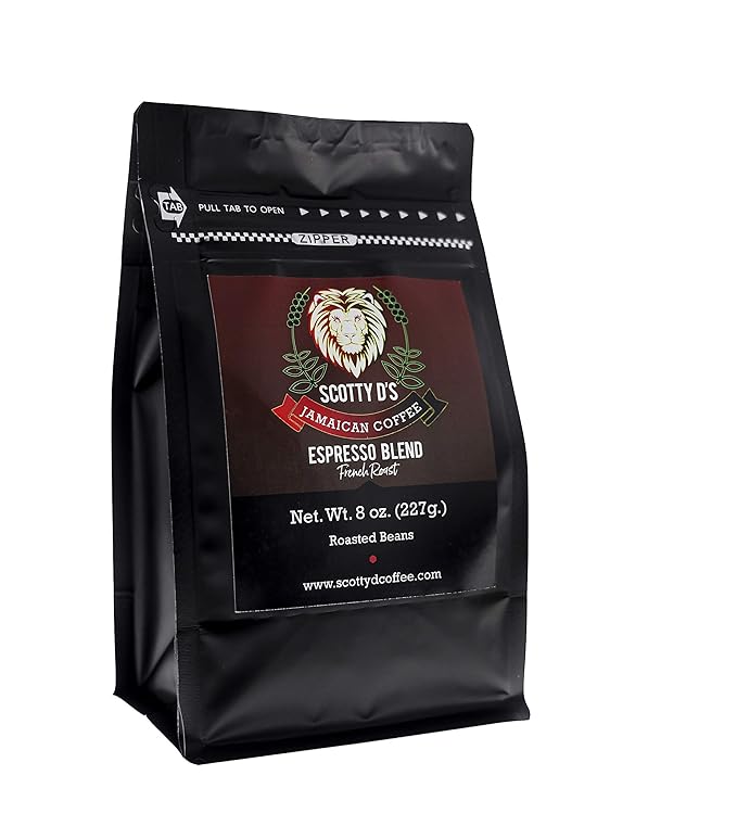 Scotty D's Jamaican Coffee "Espresso Lion" Blend-Jamaican Blue Mountain (French Roast)(Dark Roast) 8 oz.