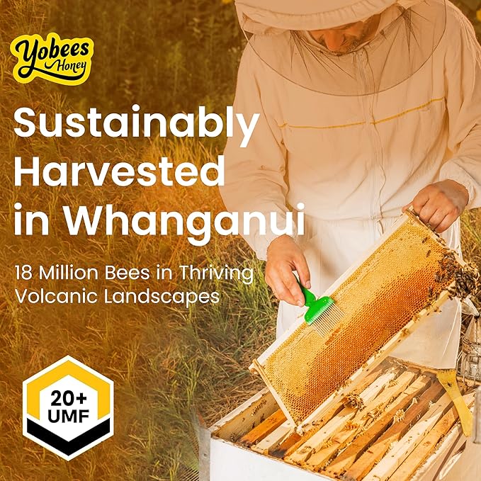 Yobees Honey Raw and unpasteurized New Zealand Manuka Honey Organic | MGO 826+ / Certified UMF 20+ | 8.8oz