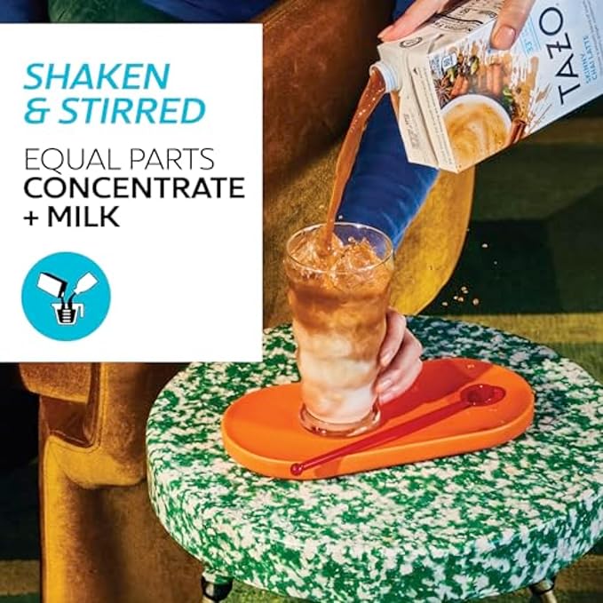 TAZO Skinny Chai Latte Concentrate, Hot or Iced Black Tea, Easy-to-Serve, Everyday Low Calorie Lattes and Mocktails, 32 oz Carton (Pack of 2)