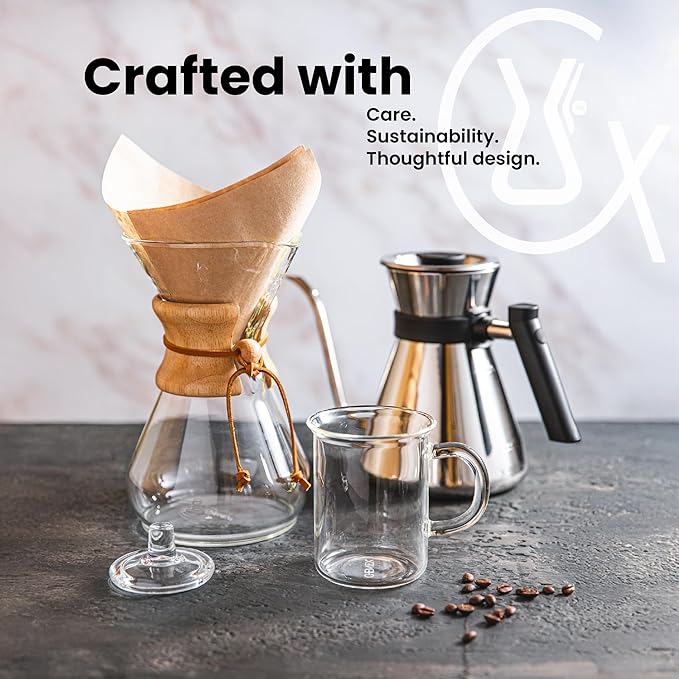 Chemex ChemAer Pour-Over Glass Handle Coffeemaker - 8-Cup - Exclusive Packaging