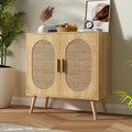 Modern Rattan Storage Cabinet with Doors, Wood Sideboard Buffet Cabinet for Living Room, Entryway, Dining Room (2-Door)