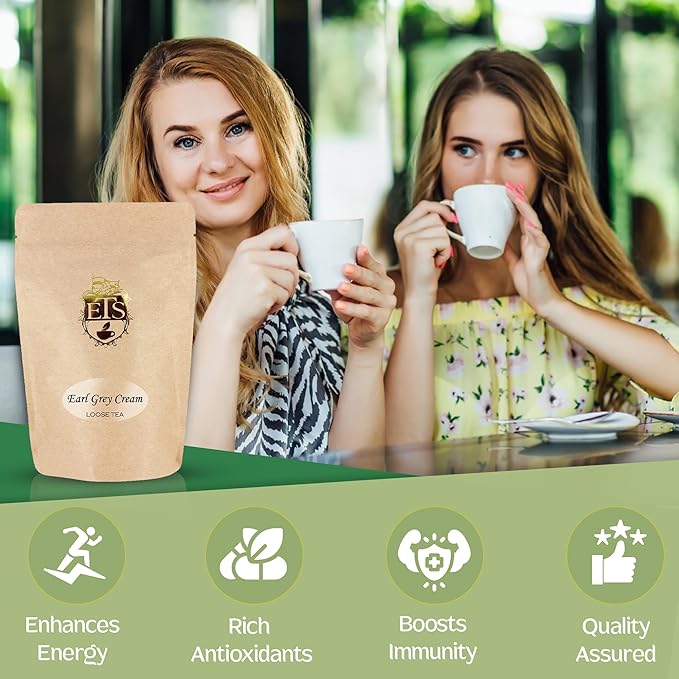 English Tea Store Earl Grey Cream Tea | Loose Leaf Tea Pouches | 16oz Bulk Pack | Smooth Vanilla & Bergamot Blend | Medium Caffeine | English Tea Store Signature | Premium Black Tea Leaves